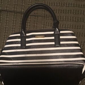 Kate Spade Black and White Striped Satchel